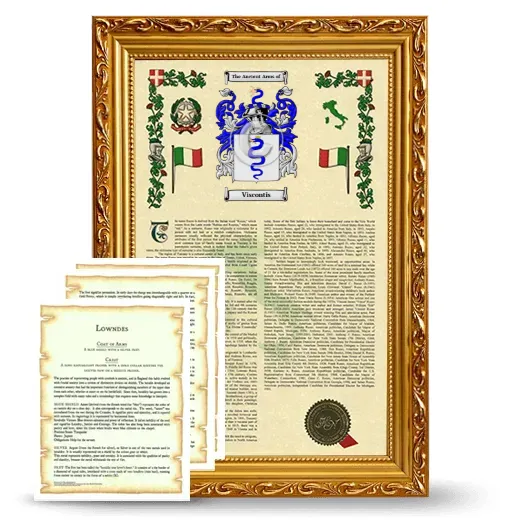 Viscontis Framed Armorial History and Symbolism - Gold