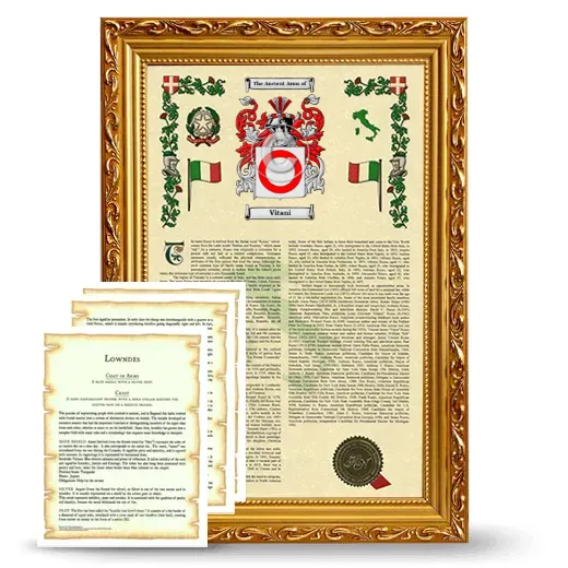 Vitani Framed Armorial History and Symbolism - Gold
