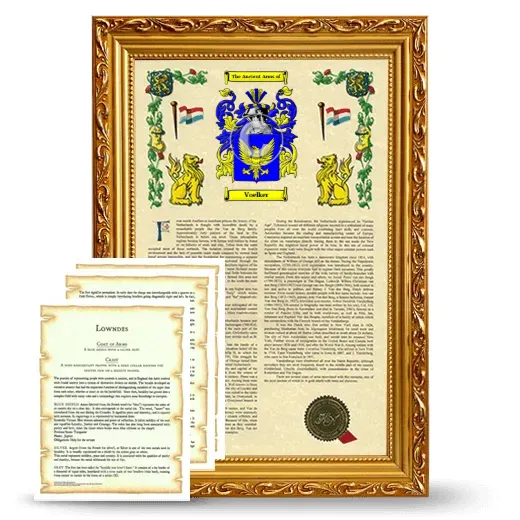 Voelker Framed Armorial History and Symbolism - Gold