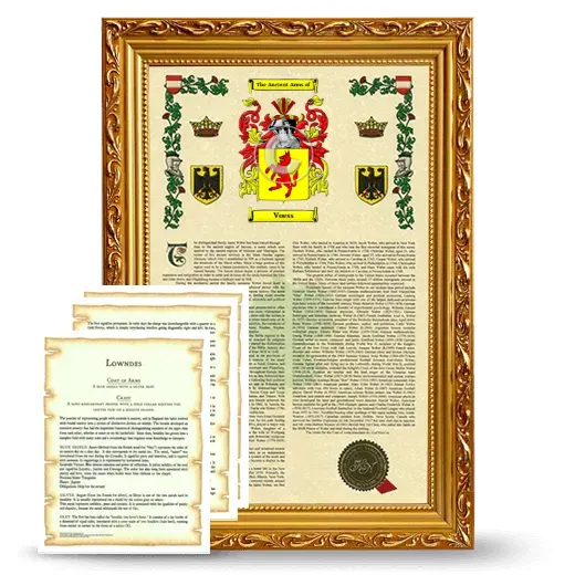 Voess Framed Armorial History and Symbolism - Gold