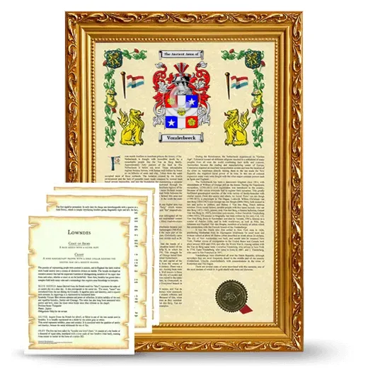 Vonderbeeck Framed Armorial History and Symbolism - Gold