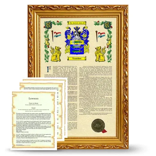 Vrancken Framed Armorial History and Symbolism - Gold