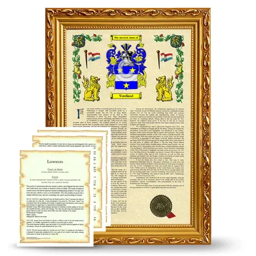 Vreeland Framed Armorial History and Symbolism - Gold