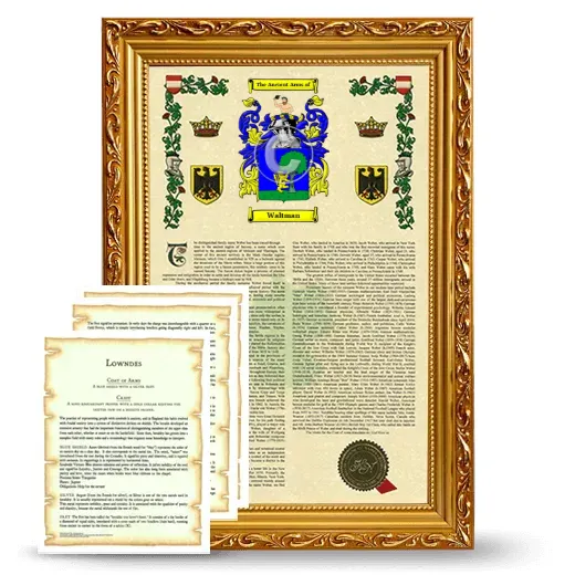 Waltman Framed Armorial History and Symbolism - Gold