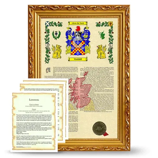 Weddell Framed Armorial History and Symbolism - Gold