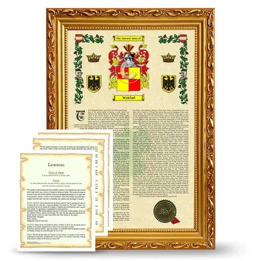 Weichel Framed Armorial History and Symbolism - Gold