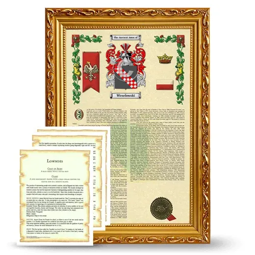 Weselowski Framed Armorial History and Symbolism - Gold