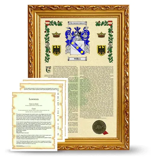 Willers Framed Armorial History and Symbolism - Gold