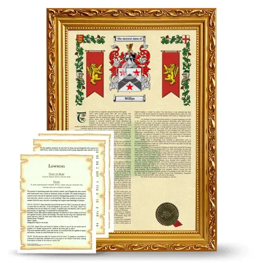 Willys Framed Armorial History and Symbolism - Gold
