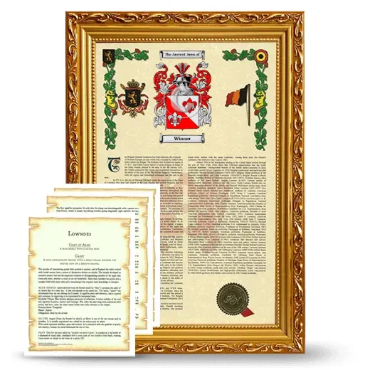 Winner Framed Armorial History and Symbolism - Gold