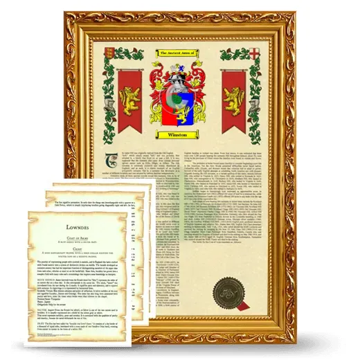 Winston Framed Armorial History and Symbolism - Gold