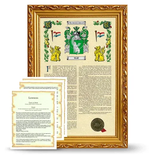Wolf Framed Armorial History and Symbolism - Gold