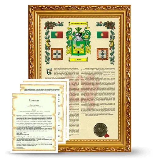 Xavier Framed Armorial History and Symbolism - Gold