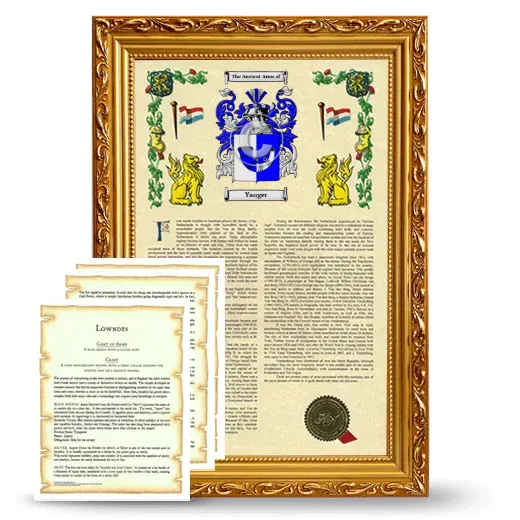 Yauger Framed Armorial History and Symbolism - Gold