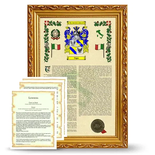 Zapa Framed Armorial History and Symbolism - Gold