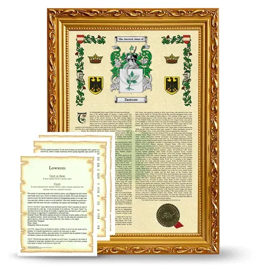 Zastrow Framed Armorial History and Symbolism - Gold
