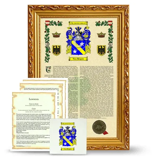 Van Bergen Framed Armorial, Symbolism and Large Tile - Gold