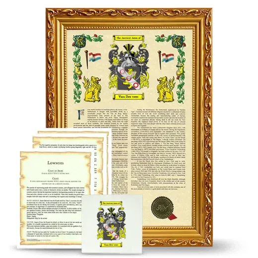 Van Der veer Framed Armorial, Symbolism and Large Tile - Gold