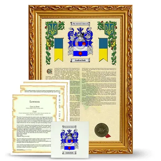 Andruchuk Framed Armorial, Symbolism and Large Tile - Gold