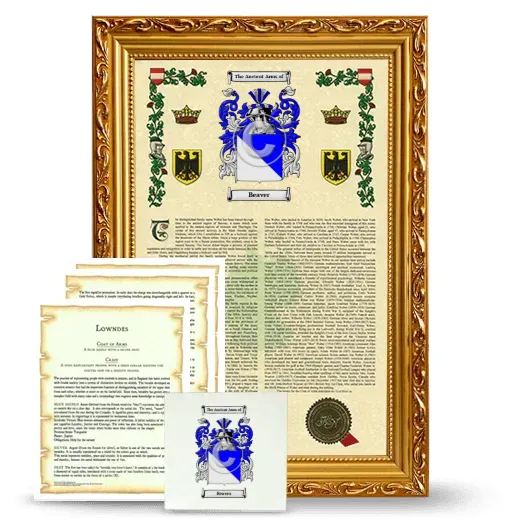 Beaver Framed Armorial, Symbolism and Large Tile - Gold