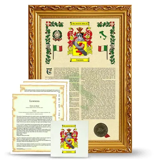 Caceres Framed Armorial, Symbolism and Large Tile - Gold