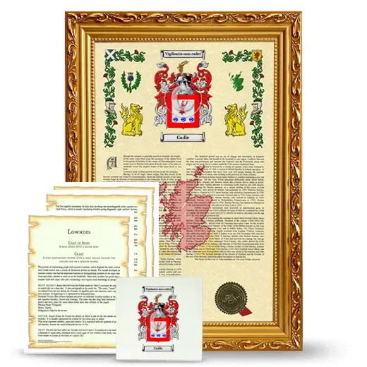 Cadle Framed Armorial, Symbolism and Large Tile - Gold