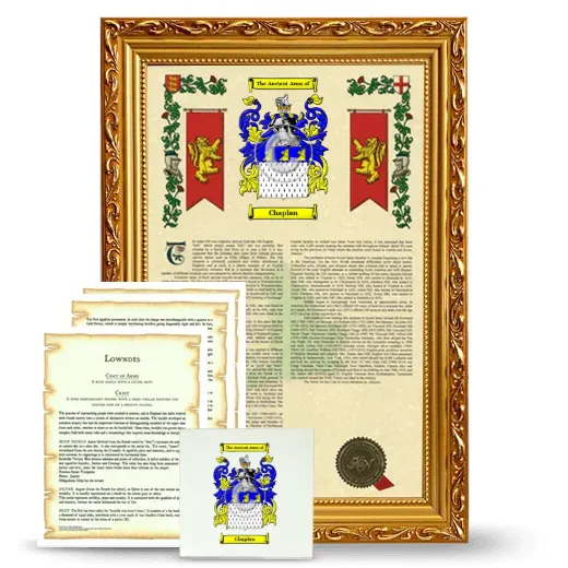 Chaplan Framed Armorial, Symbolism and Large Tile - Gold