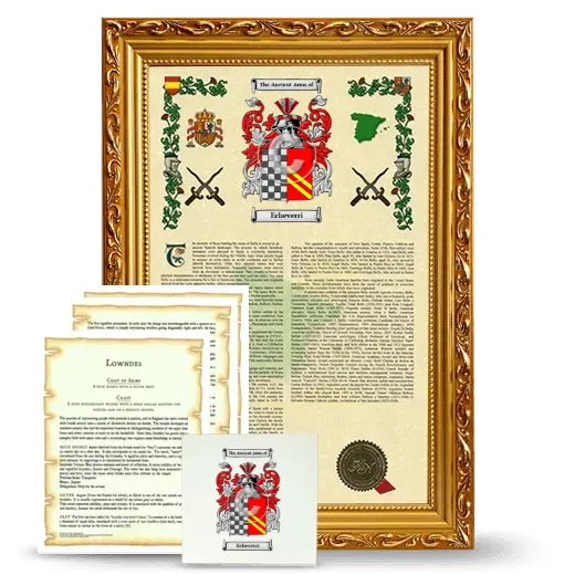 Echeverri Framed Armorial, Symbolism and Large Tile - Gold