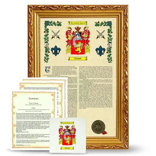 Ffrench Framed Armorial, Symbolism and Large Tile - Gold