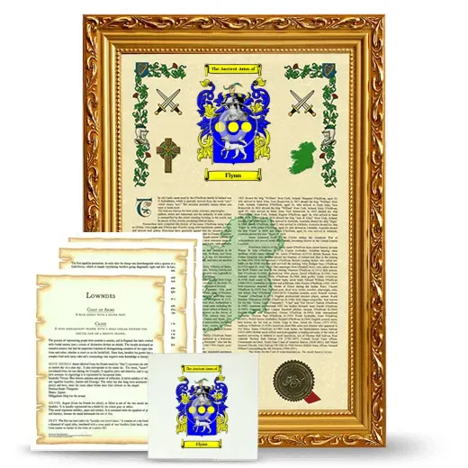 Flynn Framed Armorial, Symbolism and Large Tile - Gold