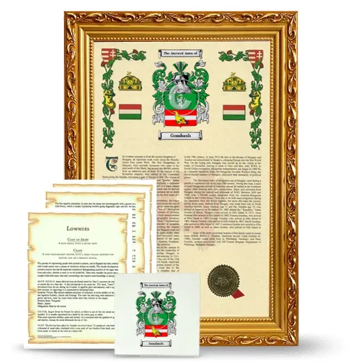 Gombash Framed Armorial, Symbolism and Large Tile - Gold