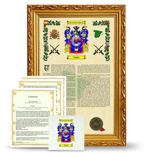 Guana Framed Armorial, Symbolism and Large Tile - Gold