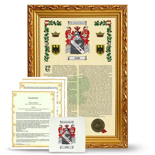 Heidi Framed Armorial, Symbolism and Large Tile - Gold
