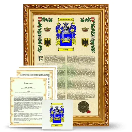 König Framed Armorial, Symbolism and Large Tile - Gold