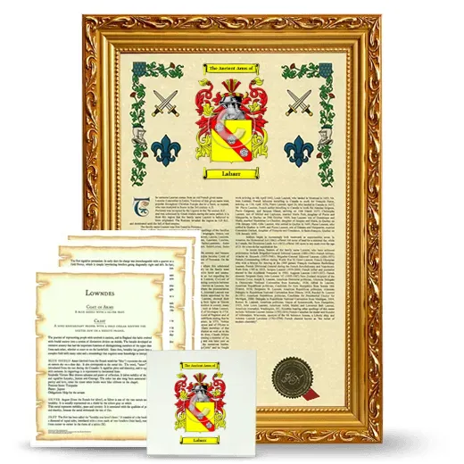 Labarr Framed Armorial, Symbolism and Large Tile - Gold