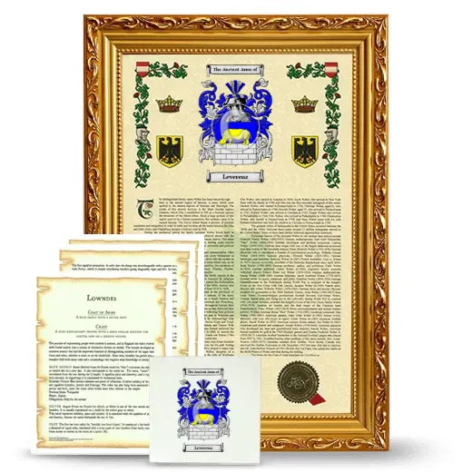 Leverenz Framed Armorial, Symbolism and Large Tile - Gold