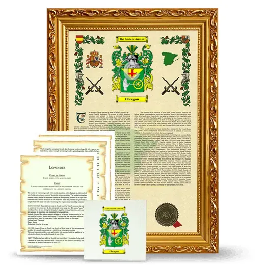 Obregon Framed Armorial, Symbolism and Large Tile - Gold