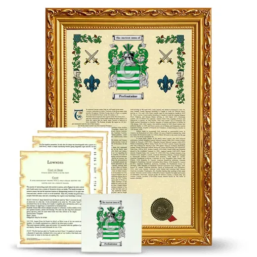 Prefontaine Framed Armorial, Symbolism and Large Tile - Gold