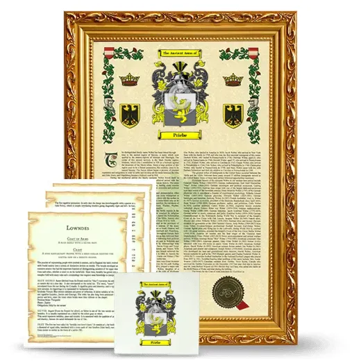 Priebe Framed Armorial, Symbolism and Large Tile - Gold