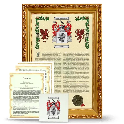 Pruett Framed Armorial, Symbolism and Large Tile - Gold