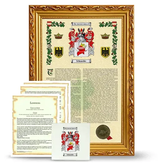 Schraeder Framed Armorial, Symbolism and Large Tile - Gold