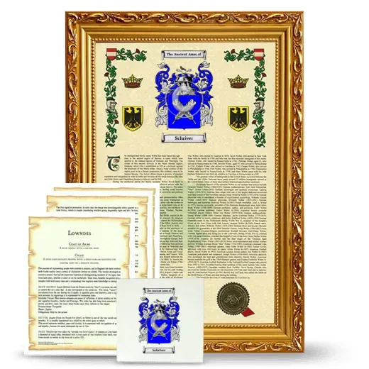 Schriver Framed Armorial, Symbolism and Large Tile - Gold