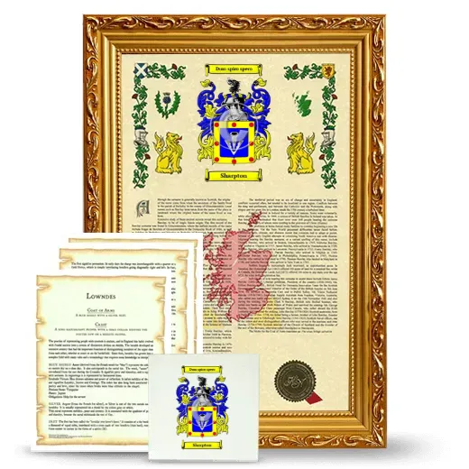 Sharpton Framed Armorial, Symbolism and Large Tile - Gold