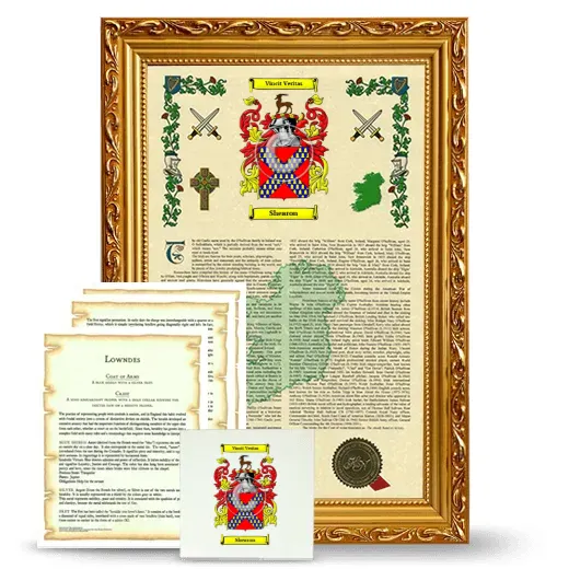 Shearon Framed Armorial, Symbolism and Large Tile - Gold