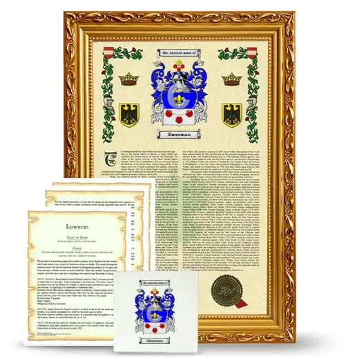 Sheneman Framed Armorial, Symbolism and Large Tile - Gold
