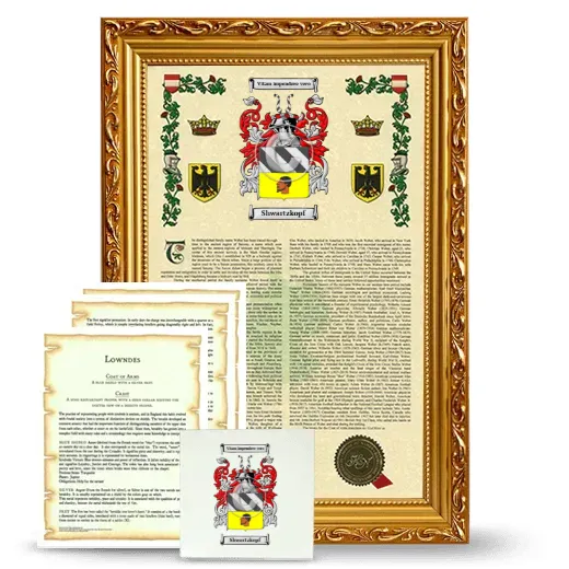 Shwartzkopf Framed Armorial, Symbolism and Large Tile - Gold