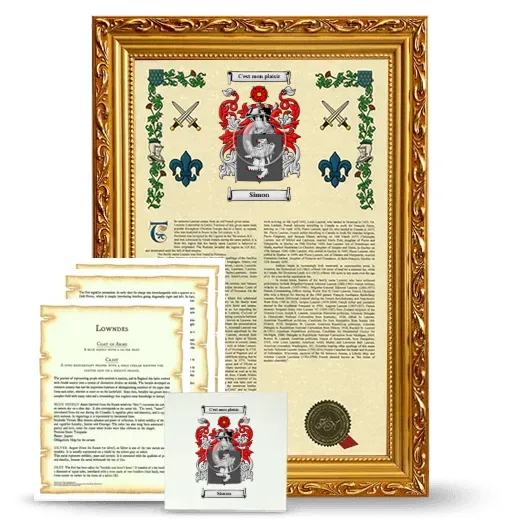 Simon Framed Armorial, Symbolism and Large Tile - Gold