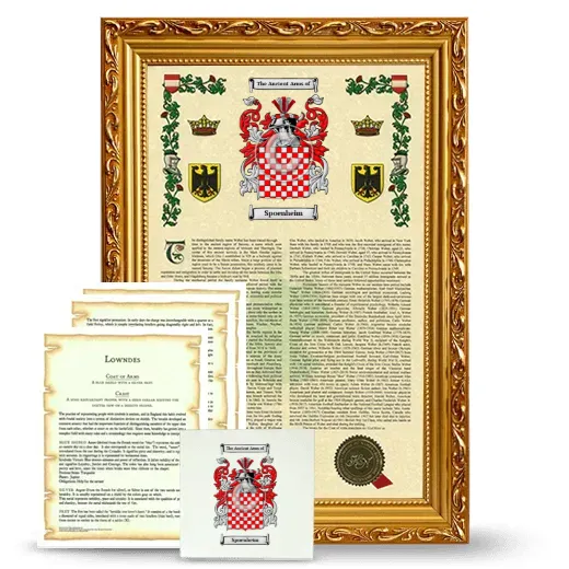 Spoenheim Framed Armorial, Symbolism and Large Tile - Gold