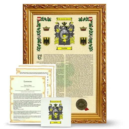 Strehla Framed Armorial, Symbolism and Large Tile - Gold