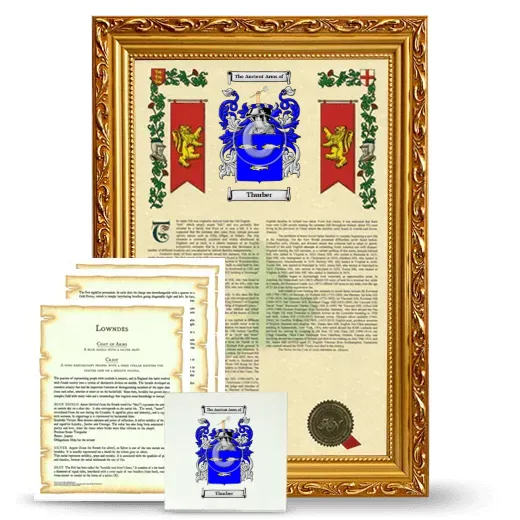 Thurber Framed Armorial, Symbolism and Large Tile - Gold